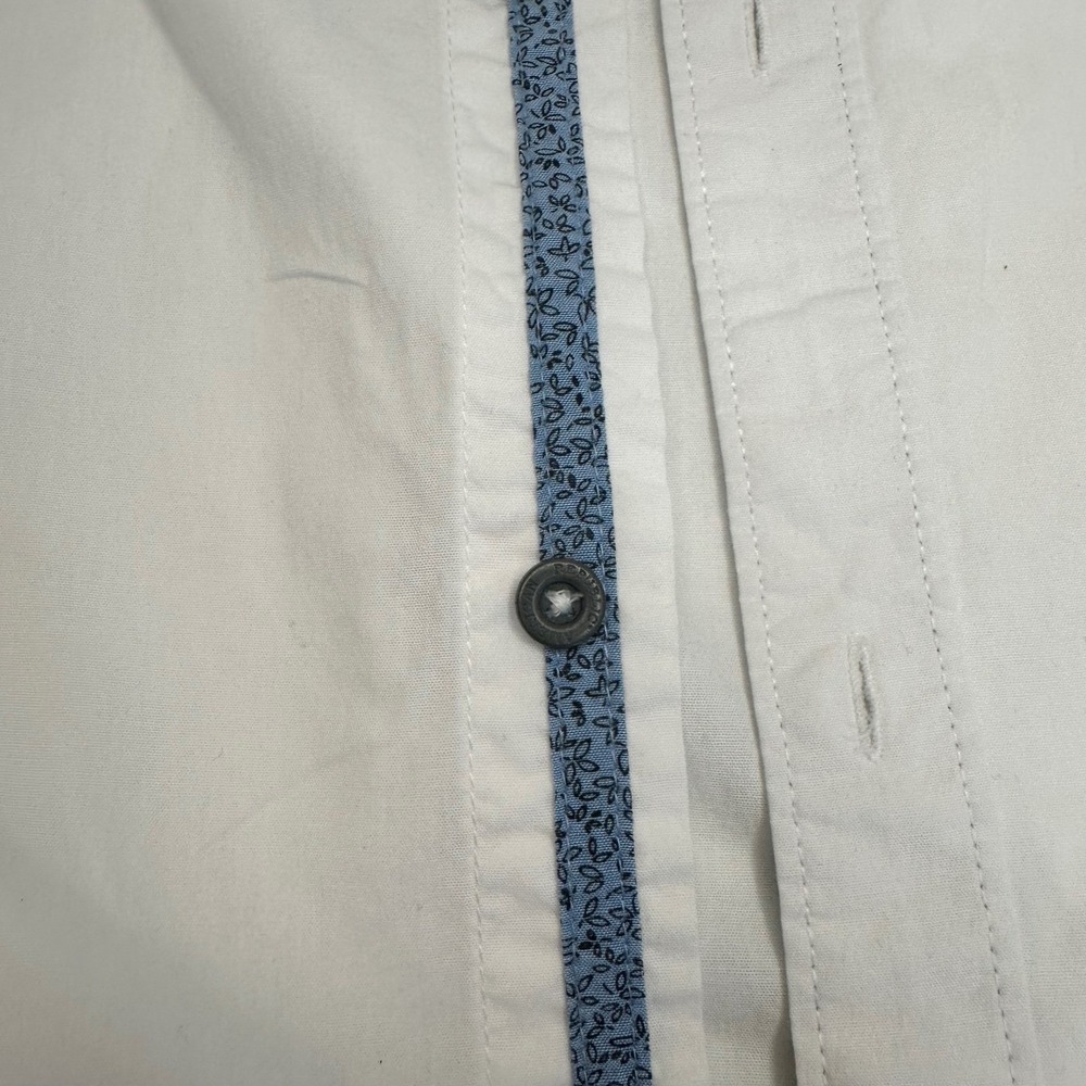 American Republic Button Down Shirt Mens Large White Long Sleeve Floral Trim - Picture 4 of 6